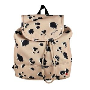 STATE Pink and Black Leopard Print Canvas Drawstring Backpack